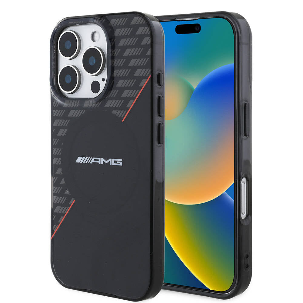 iPhone 16 Pro Uyumlu Kılıf AMG Lisanslı Çift Katmanlı Kırmızı Çapraz Çizgili
