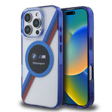 iPhone 16 Pro Uyumlu Kılıf Bmw Lisanslı Magsafe Kablosuz Şarj Özellikli M Logolu Üç Renk Çizgili Motorsport Circle