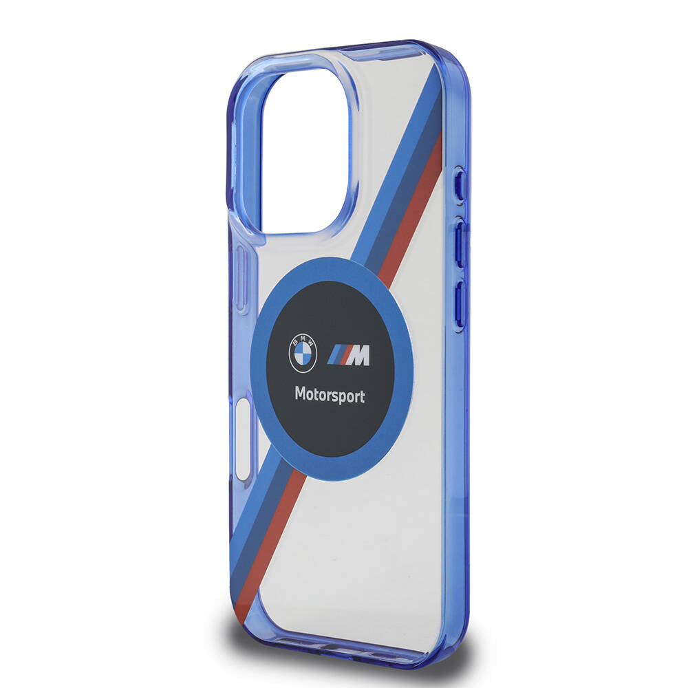 iPhone 16 Pro Uyumlu Kılıf Bmw Lisanslı Magsafe Kablosuz Şarj Özellikli M Logolu Üç Renk Çizgili Motorsport Circle