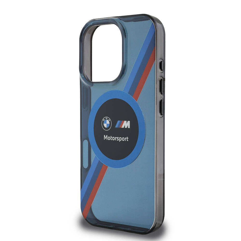 iPhone 16 Pro Uyumlu Kılıf Bmw Lisanslı Magsafe Kablosuz Şarj Özellikli M Logolu Üç Renk Çizgili Motorsport Circle