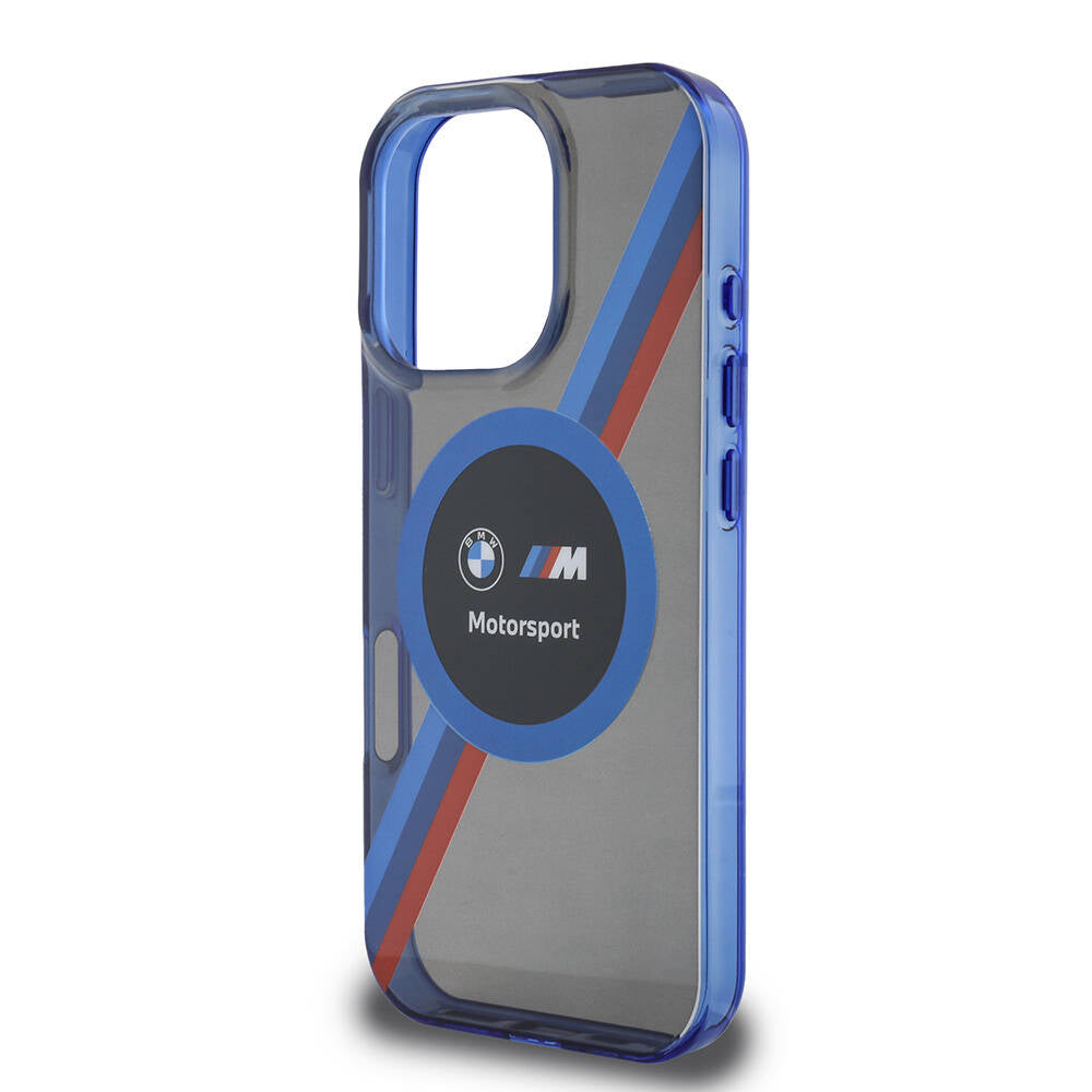 iPhone 16 Pro Uyumlu Kılıf Bmw Lisanslı Magsafe Kablosuz Şarj Özellikli M Logolu Üç Renk Çizgili Motorsport Circle