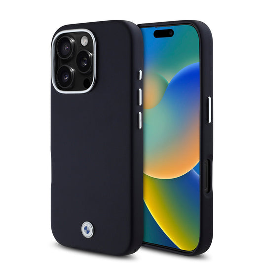 iPhone 16 Pro Uyumlu Kılıf Bmw Lisanslı Magsafe Kablosuz Şarj Özellikli Metal Logolu Tam Kaplama Deri