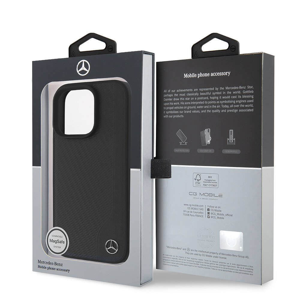 iPhone 16 Pro Uyumlu Kılıf Mercedes Benz Lisanslı Magsafe Kablosuz Şarj Özellikli 3D Metal Logolu Wood Imitation Deri