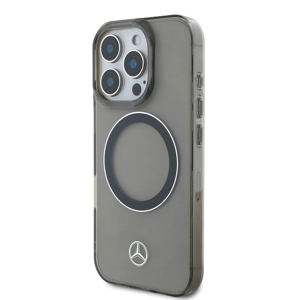 iPhone 16 Pro Uyumlu Kılıf Mercedes Benz Lisanslı Magsafe Kablosuz Şarj Özellikli Saydam Yüzey Silver Ring