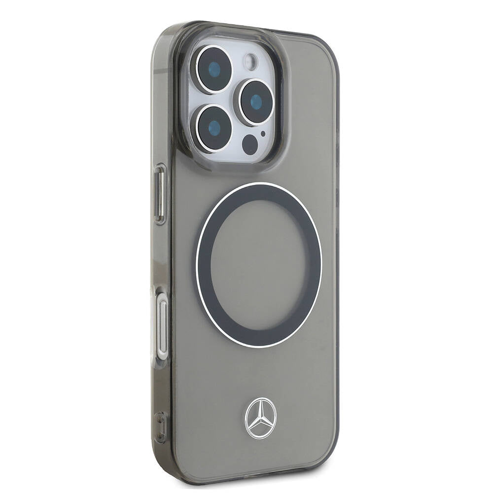 iPhone 16 Pro Uyumlu Kılıf Mercedes Benz Lisanslı Magsafe Kablosuz Şarj Özellikli Saydam Yüzey Silver Ring