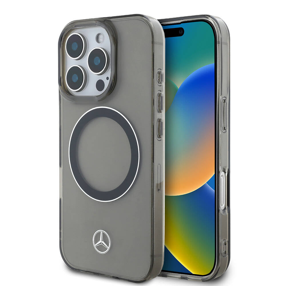 iPhone 16 Pro Uyumlu Kılıf Mercedes Benz Lisanslı Magsafe Kablosuz Şarj Özellikli Saydam Yüzey Silver Ring