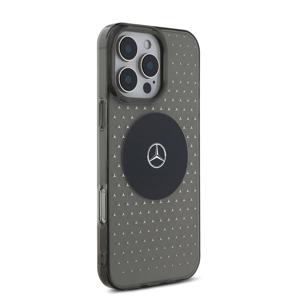 iPhone 16 Pro Uyumlu Kılıf Mercedes Benz Lisanslı Magsafe Kablosuz Şarj Özellikli Yıldız Desenli Transparan