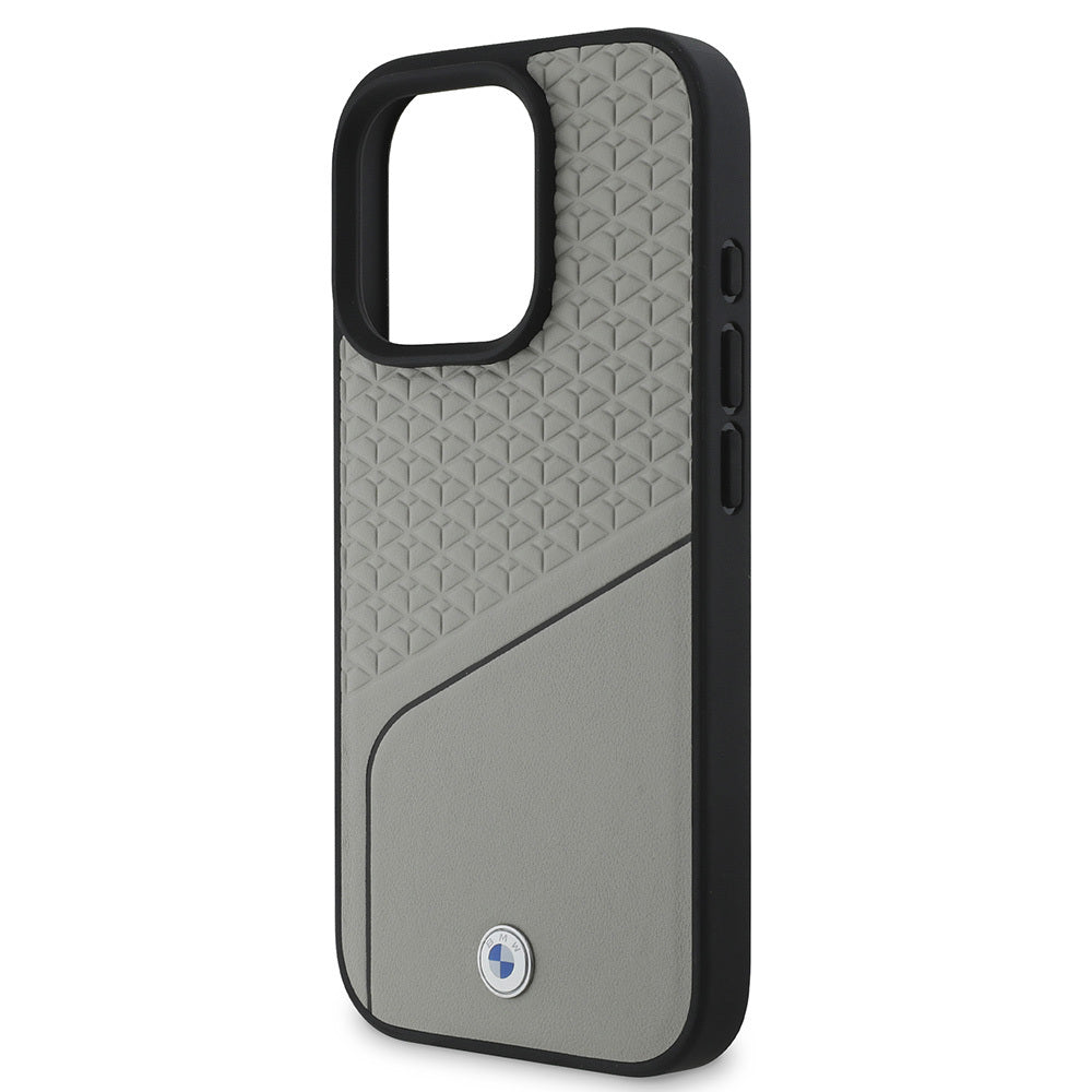 iPhone 16 Pro Max Uyumlu Kılıf Bmw Lisanslı Magsafe Kablosuz Şarj Özellikli Metal Logolu Dokulu ve Çizgili Deri