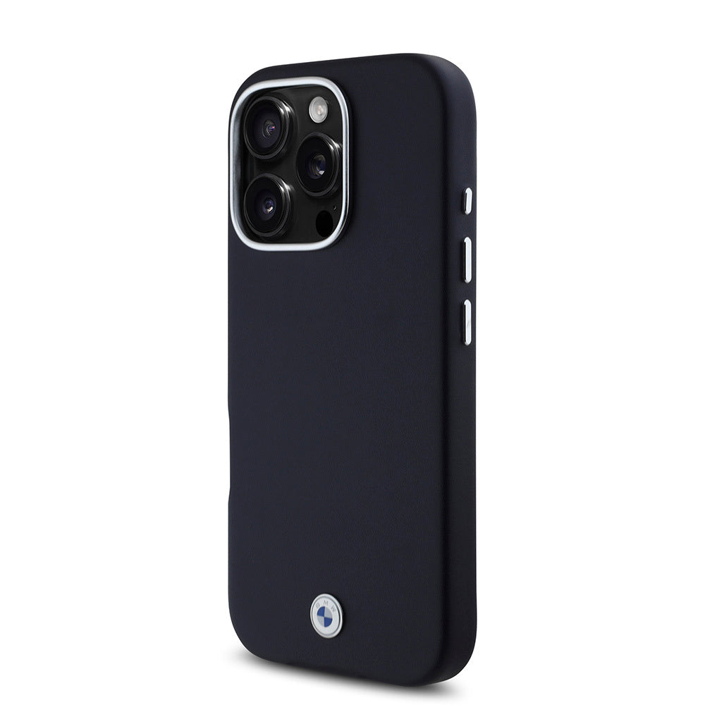 iPhone 16 Pro Max Uyumlu Kılıf Bmw Lisanslı Magsafe Kablosuz Şarj Özellikli Metal Logolu Tam Kaplama Deri