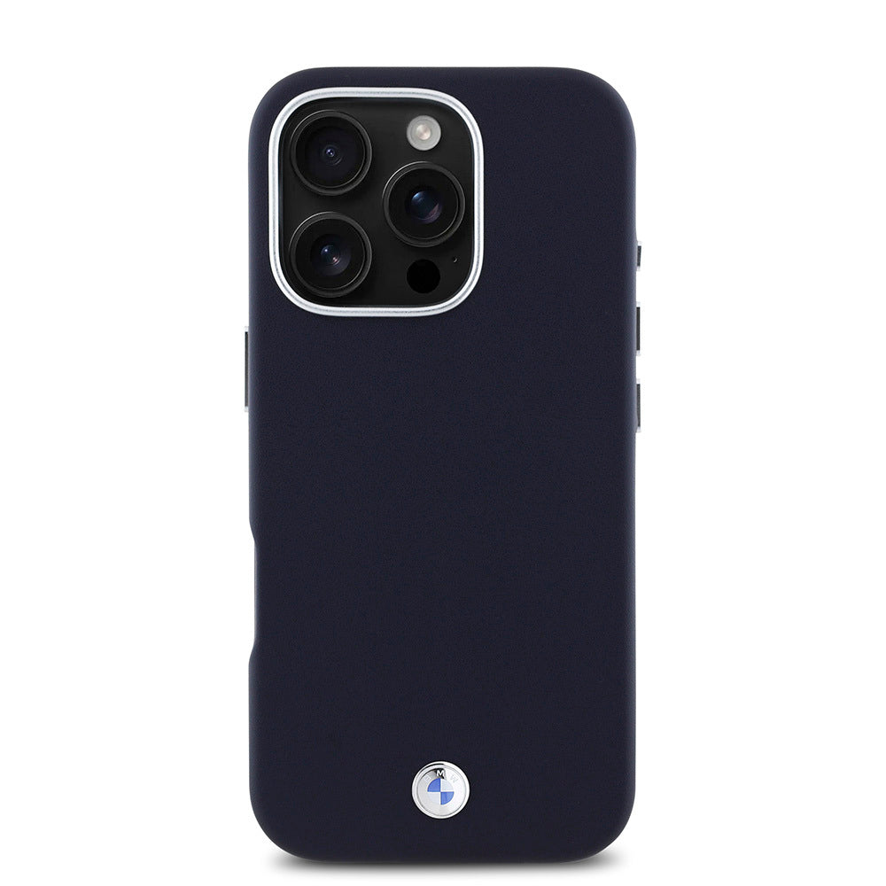 iPhone 16 Pro Max Uyumlu Kılıf Bmw Lisanslı Magsafe Kablosuz Şarj Özellikli Metal Logolu Tam Kaplama Deri