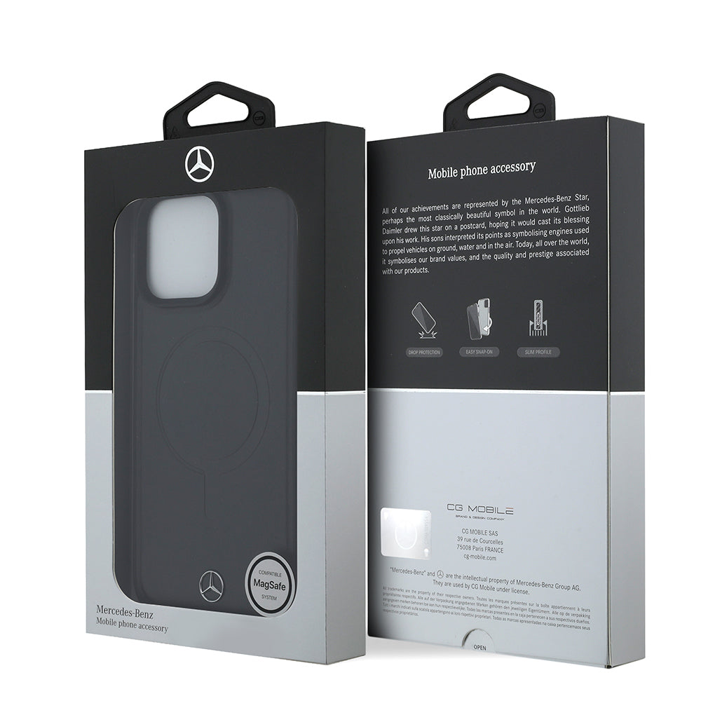 Apple iPhone 16 Pro Max Kılıf Mercedes Benz Orjinal Lisanslı M-safe Şarj Özellikli Metal Yıldız Logolu Sade Pürüzsüz Deri Kapak