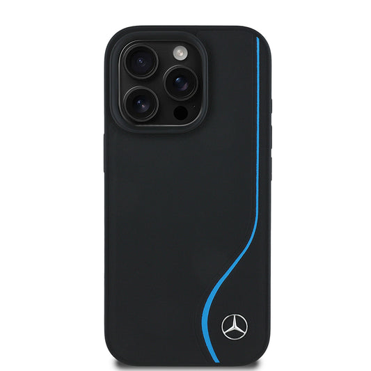 iPhone 16 Pro Max Kılıf Mercedes-Benz Lisanslı M-safe Şarj Özellikli 3D Metal Logolu Deri