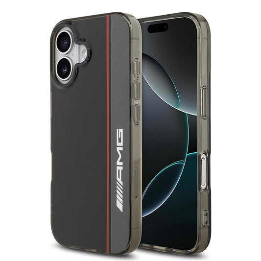 Apple iPhone 17 Kılıf AMG Orjinal Lisanslı M-safe Şarj Özellikli IML Baskı Logolu Çift Katmanlı Bow Lines Kapak