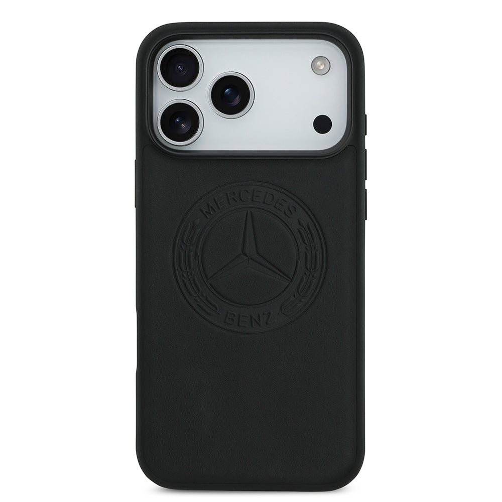 Apple iPhone 17 Pro Max Kılıf Mercedes Benz Orjinal Lisanslı M-safe Şarj Özellikli Hakiki Deri Nostaljik Yıldız Dizayn Kapak