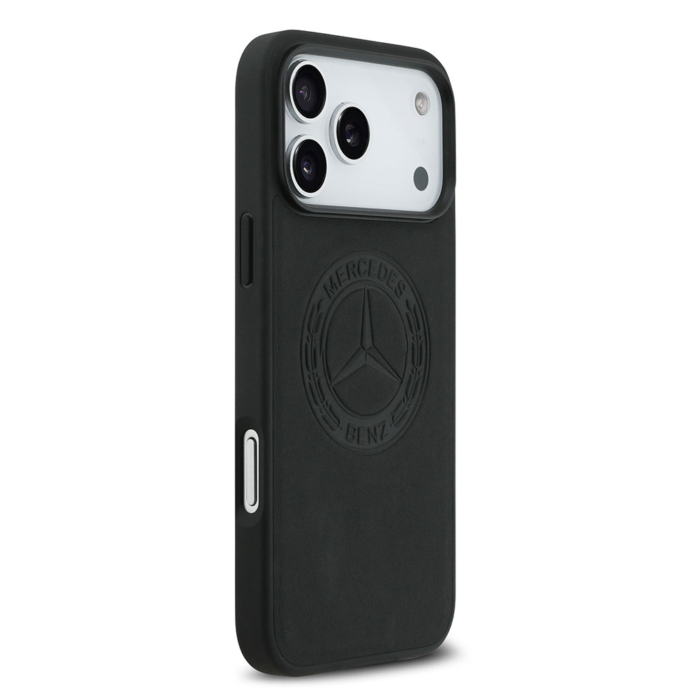 Apple iPhone 17 Pro Max Kılıf Mercedes Benz Orjinal Lisanslı M-safe Şarj Özellikli Hakiki Deri Nostaljik Yıldız Dizayn Kapak