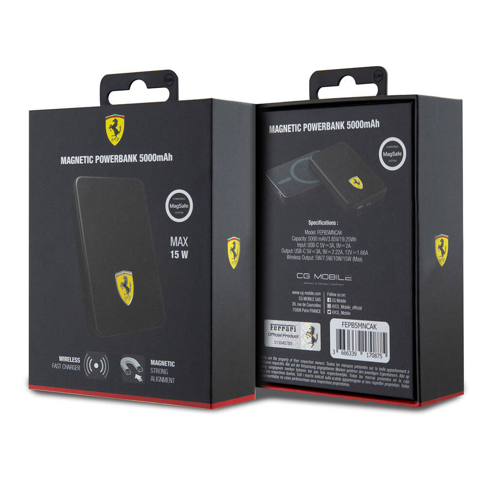 Ferrari 15W Kablosuz Powerbank (5000 mAh, MagSafe, Resmi Lisanslı)
