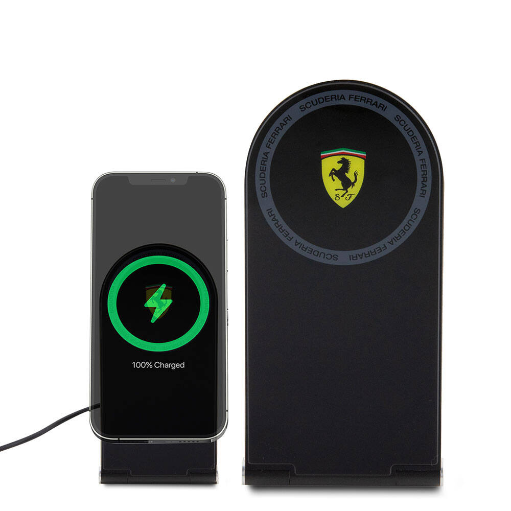 Ferrari Katlanabilir 2'si 1 Arada 15W Kablosuz Şarj Cihazı (Baskılı Logolu, MagSafe)