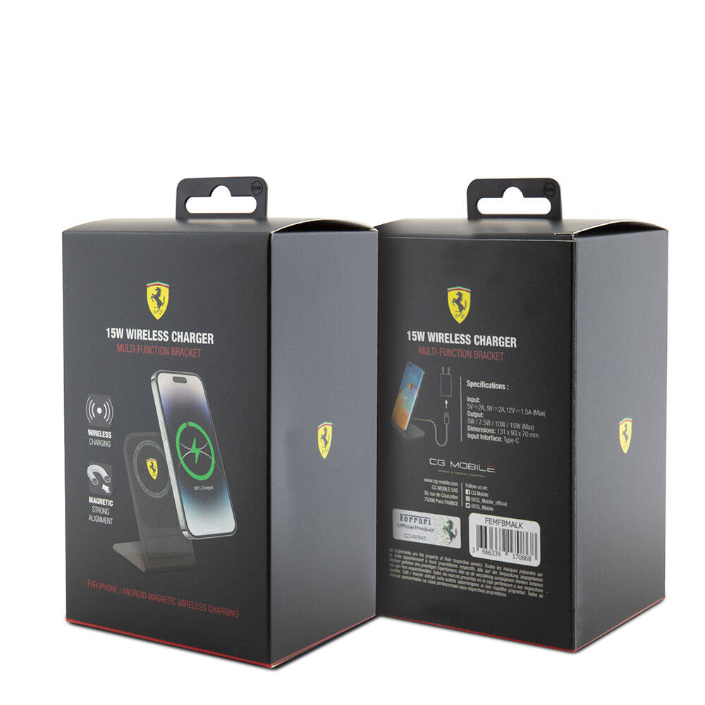 Ferrari 15W Kablosuz Şarj Cihazı (Masaüstü Tip, MagSafe, 2023 Koleksiyonu)