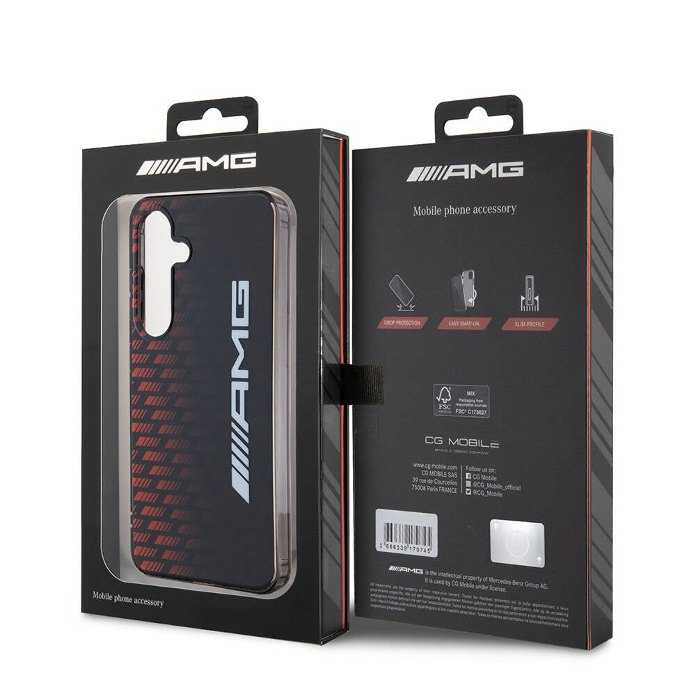 Galaxy S24 Uyumlu Kılıf AMG Lisanslı Çift Katmanlı Büyük Logolu Dörtgen Şerit Desenli