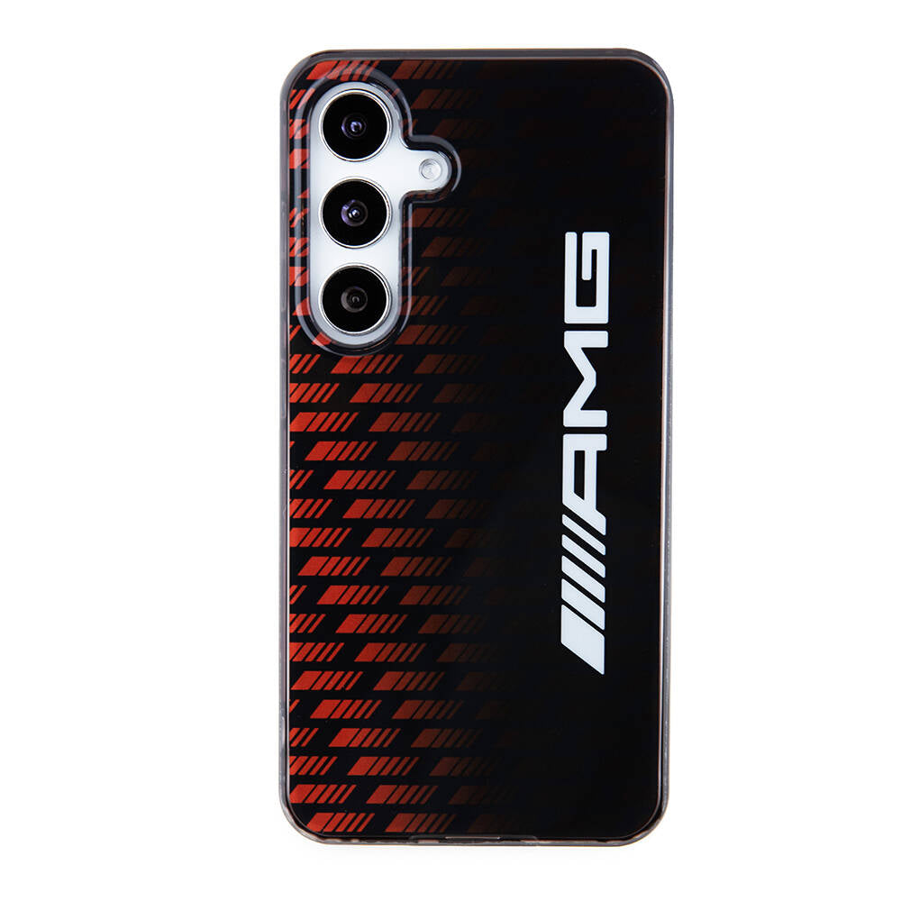 Galaxy S24 Uyumlu Kılıf AMG Lisanslı Çift Katmanlı Büyük Logolu Dörtgen Şerit Desenli