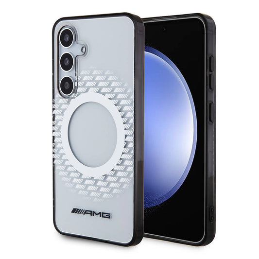 Galaxy S24 Uyumlu Kılıf AMG Lisanslı Magsafe Kablosuz Şarj Özellikli Eşkenar Dörtgen Desenli Transparan