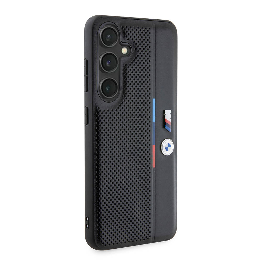 Galaxy S24 Uyumlu Kılıf Bmw Lisanslı M Logolu Üç Renk Çizgili Delikli Detail Line