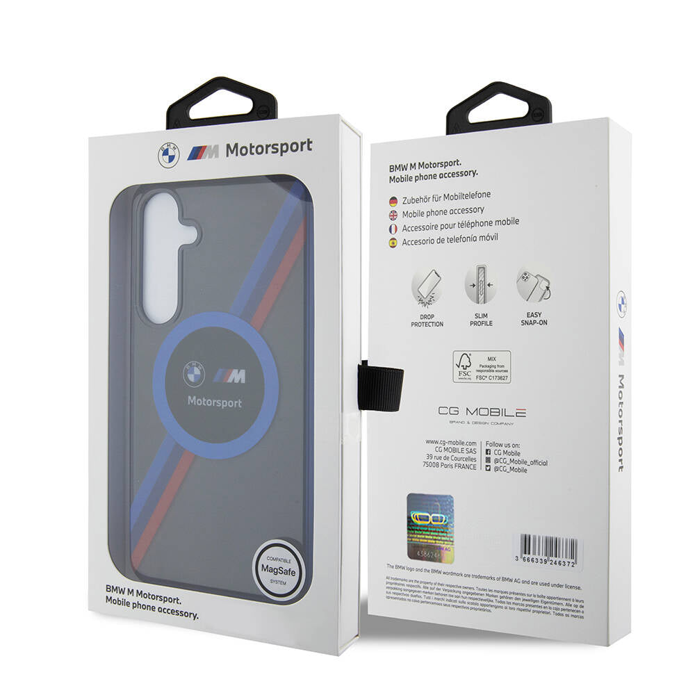 Galaxy S24 Uyumlu Kılıf Bmw Lisanslı M Logolu Üç Renk Çizgili Motorsport Circle