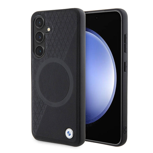 Galaxy S24 Uyumlu Kılıf Bmw Lisanslı Magsafe Kablosuz Şarj Özellikli Yarım Dokulu Circle Leather