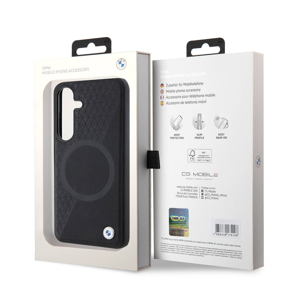 Galaxy S24 Uyumlu Kılıf Bmw Lisanslı Magsafe Kablosuz Şarj Özellikli Yarım Dokulu Circle Leather