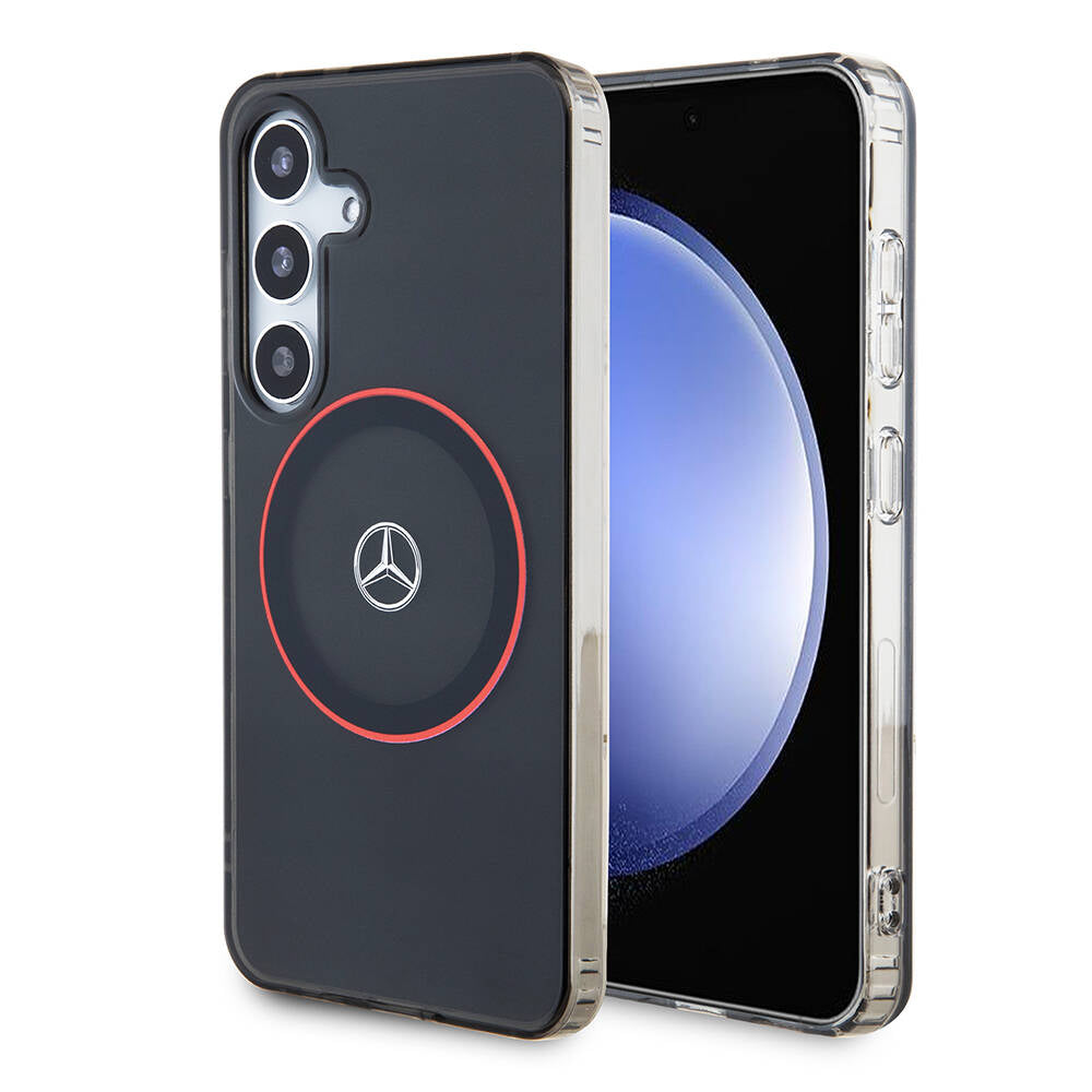 Galaxy S24 Uyumlu Kılıf Mercedes Benz Lisanslı Magsafe Kablosuz Şarj Özellikli IML Yıldız Logolu Red Ring