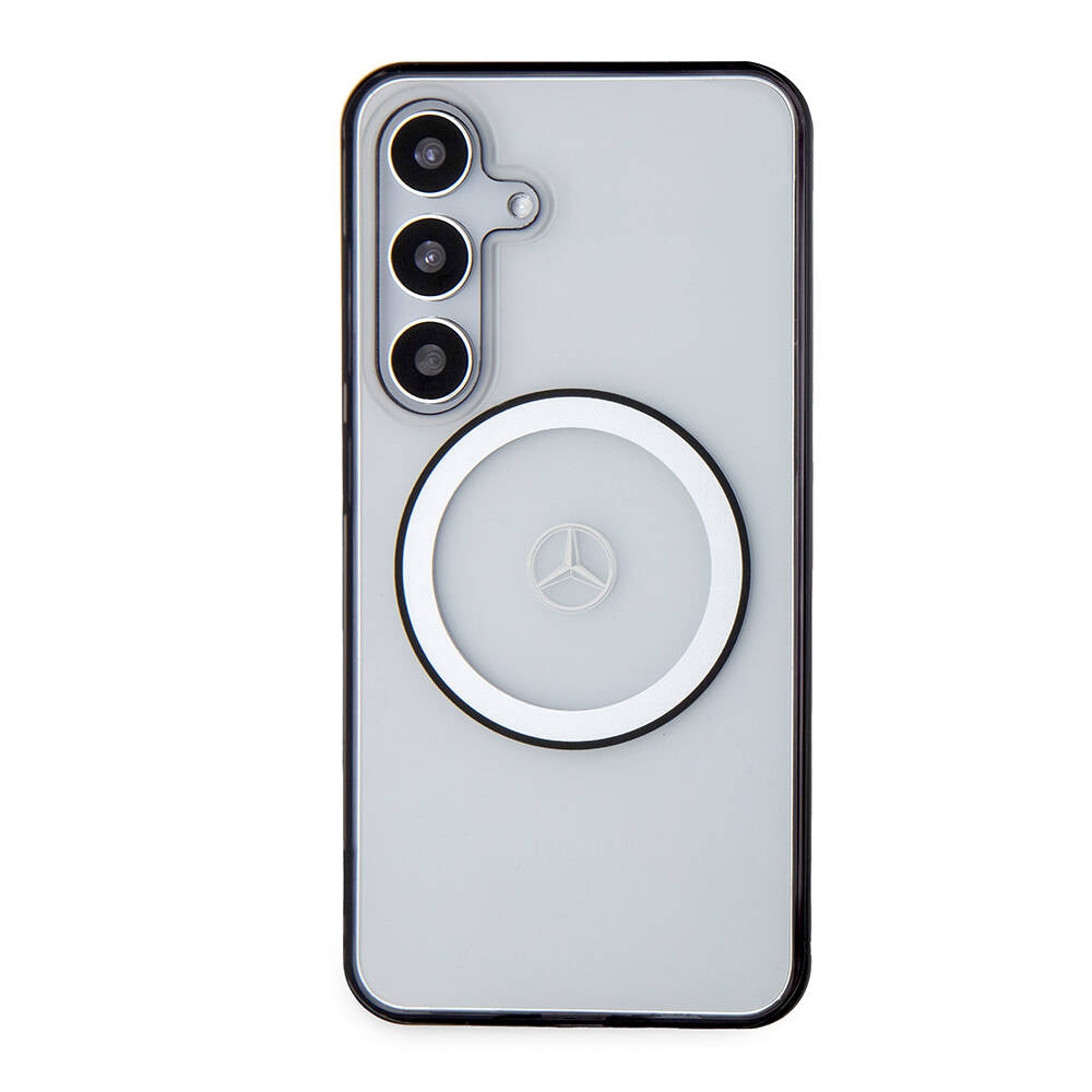 Galaxy S24 Uyumlu Kılıf Mercedes Benz Lisanslı Magsafe Kablosuz Şarj Özellikli PC TPU Transparan Black Ring