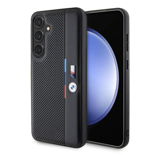 Galaxy S24 Plus Uyumlu Kılıf Bmw Lisanslı M Logolu Üç Renk Çizgili Delikli Detail Line