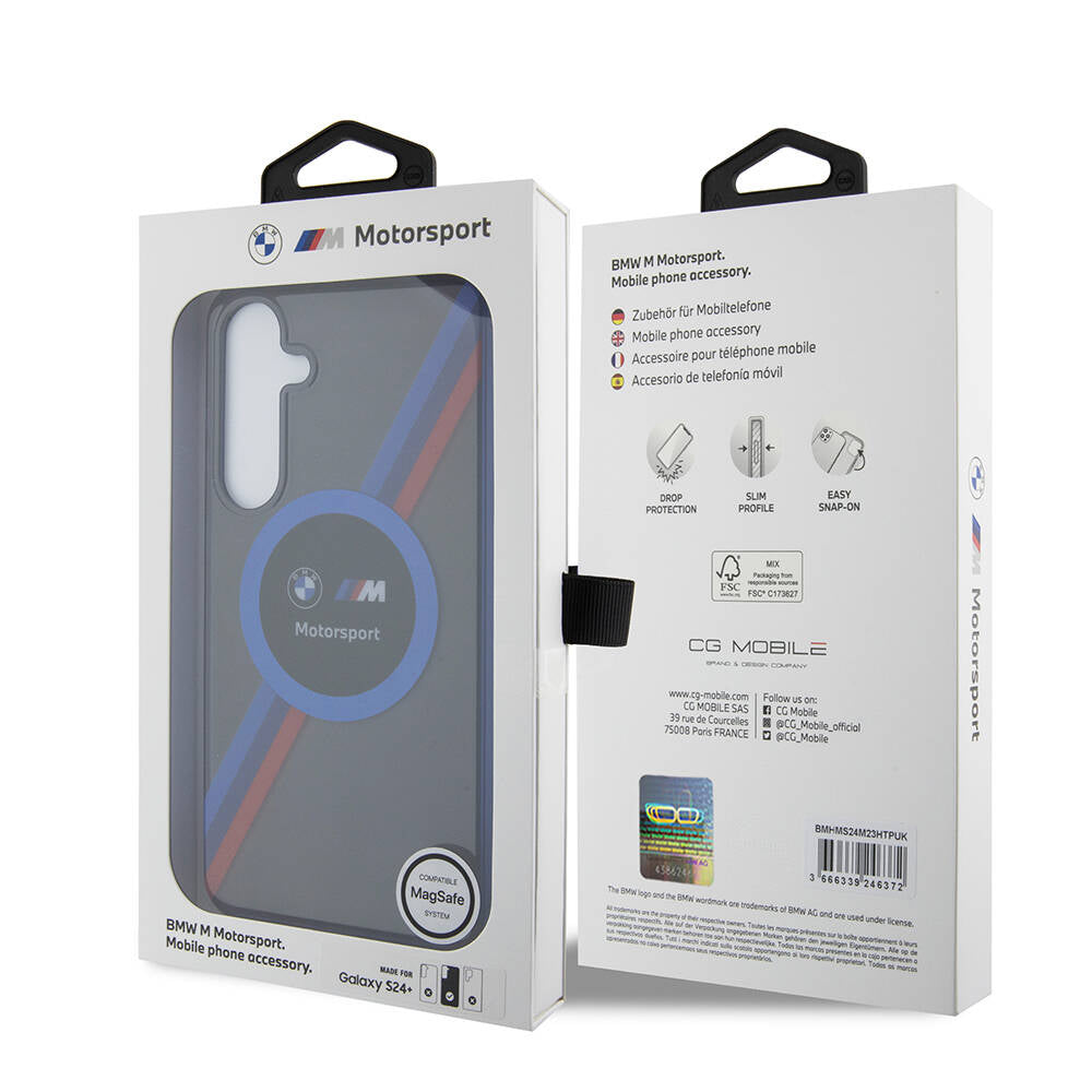 Galaxy S24 Plus Uyumlu Kılıf Bmw Lisanslı M Logolu Üç Renk Çizgili Motorsport Circle