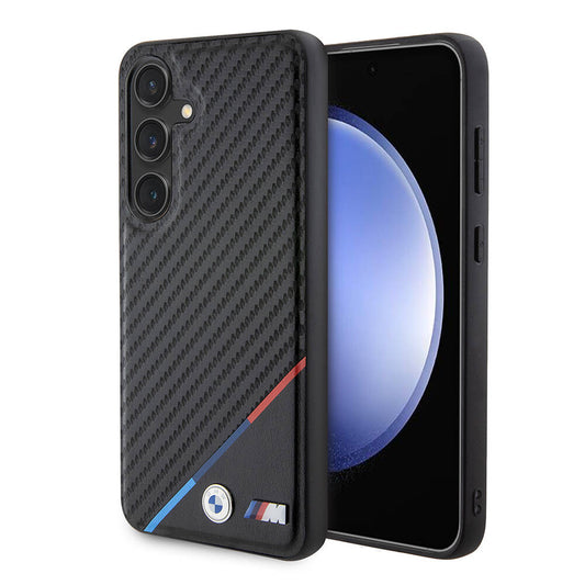 Galaxy S24 Plus Uyumlu Kılıf Bmw Lisanslı Magsafe Kablosuz Şarj Özellikli M Logolu Üç Çizgili Pu Karbon