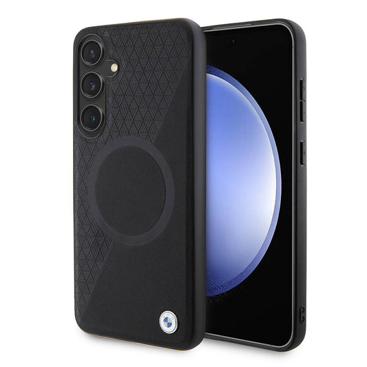 Galaxy S24 Plus Uyumlu Kılıf Bmw Lisanslı Magsafe Kablosuz Şarj Özellikli Yarım Dokulu Circle Leather