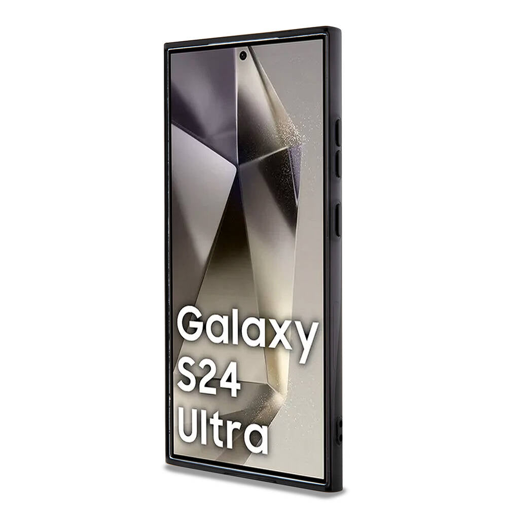 Galaxy S24 Ultra Uyumlu Kılıf AMG Lisanslı Çift Büyük Logolu Dörtgen Şerit Desenli