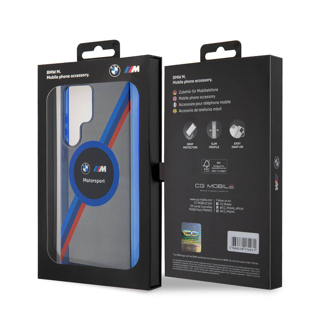 Galaxy S24 Ultra Uyumlu Kılıf Bmw Lisanslı M Logolu Üç Renk Çizgili Motorsport Circle