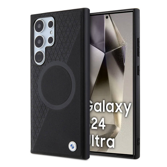 Galaxy S24 Ultra Uyumlu Kılıf Bmw Lisanslı Magsafe Kablosuz Şarj Özellikli Yarım Dokulu Circle Leather