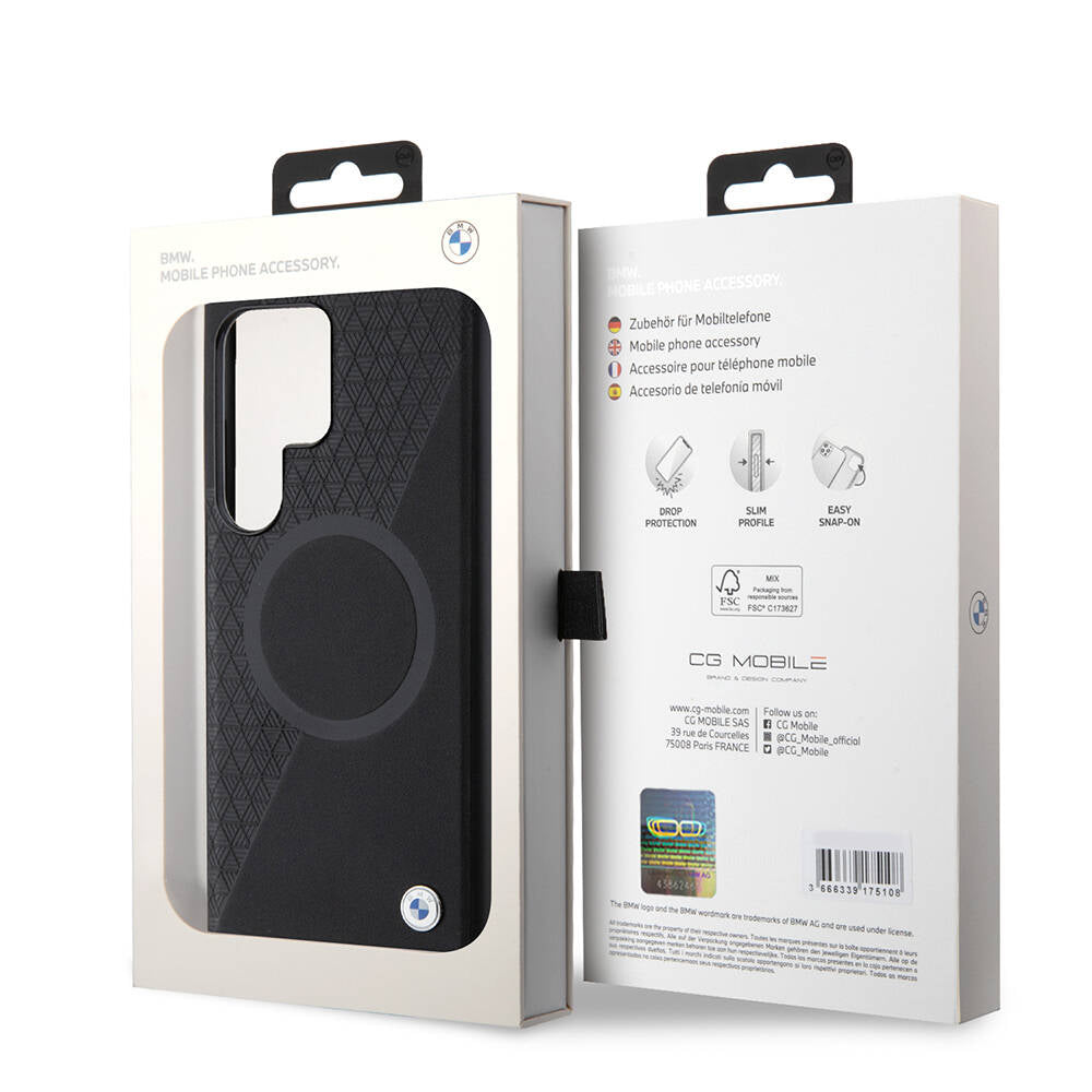 Galaxy S24 Ultra Uyumlu Kılıf Bmw Lisanslı Magsafe Kablosuz Şarj Özellikli Yarım Dokulu Circle Leather