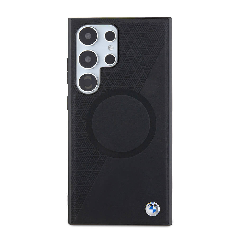 Galaxy S24 Ultra Uyumlu Kılıf Bmw Lisanslı Magsafe Kablosuz Şarj Özellikli Yarım Dokulu Circle Leather