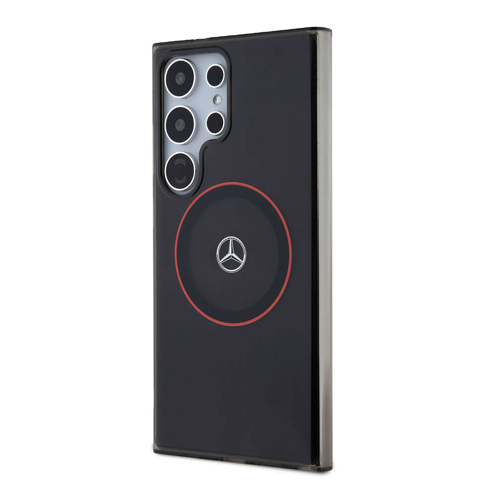 Galaxy S24 Ultra Uyumlu Kılıf Mercedes Benz Lisanslı Magsafe Kablosuz Şarj Özellikli IML Yıldız Logolu Red Ring