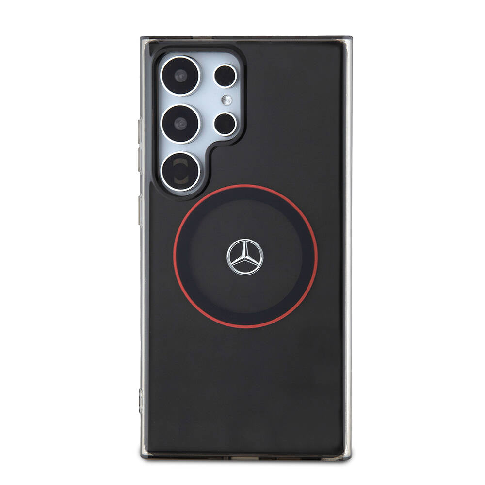Galaxy S24 Ultra Uyumlu Kılıf Mercedes Benz Lisanslı Magsafe Kablosuz Şarj Özellikli IML Yıldız Logolu Red Ring