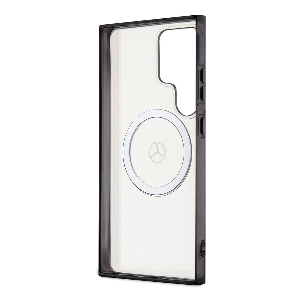 Galaxy S24 Ultra Uyumlu Kılıf Mercedes Benz Lisanslı Magsafe Kablosuz Şarj Özellikli PC TPU Transparan Black Ring