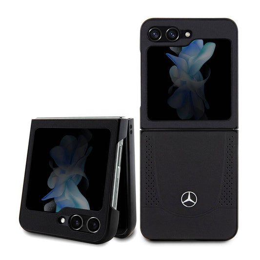 Galaxy Z Flip5 Uyumlu Kılıf Mercedes Benz Lisanslı Metal Yıldız Logolu Urban Deri