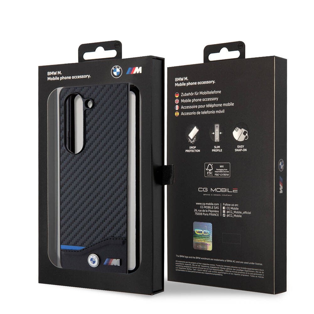 Galaxy Z Fold5 Uyumlu Kılıf Bmw Lisanslı M Logolu Pu Karbon