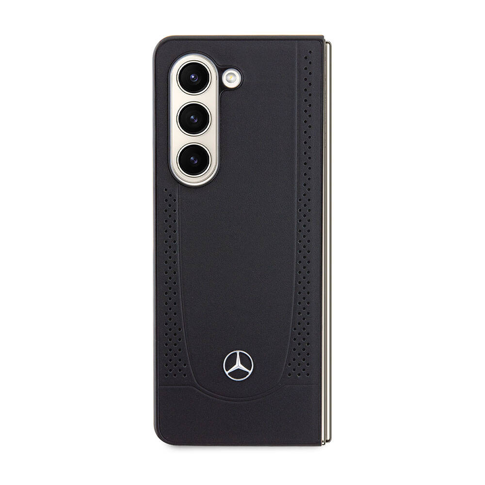 Galaxy Z Fold5 Uyumlu Kılıf Mercedes Benz Lisanslı Metal Yıldız Logolu Urban Deri