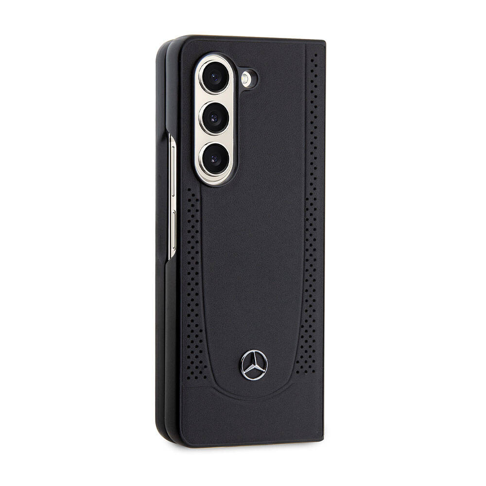 Galaxy Z Fold5 Uyumlu Kılıf Mercedes Benz Lisanslı Metal Yıldız Logolu Urban Deri