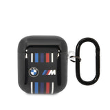 BMW AirPods (1/2) Kılıfı - Siyah TPU, Çok Renkli Çizgili, Orijinal Lisanslı