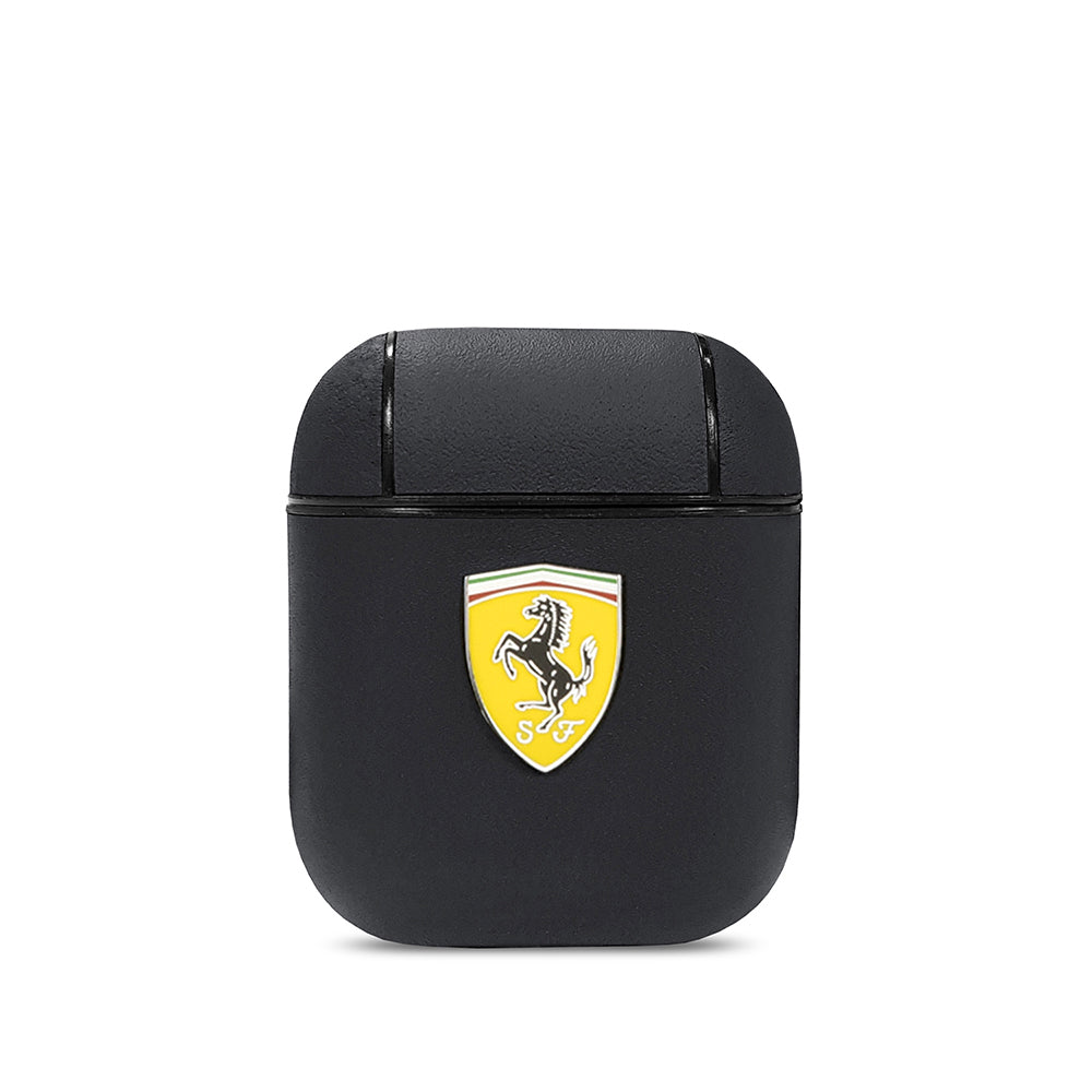 Airpods (1/2) Kılıf Ferrari Lisanslı PU Deri Metal Logolu SF Arka Yüzey Yazılı