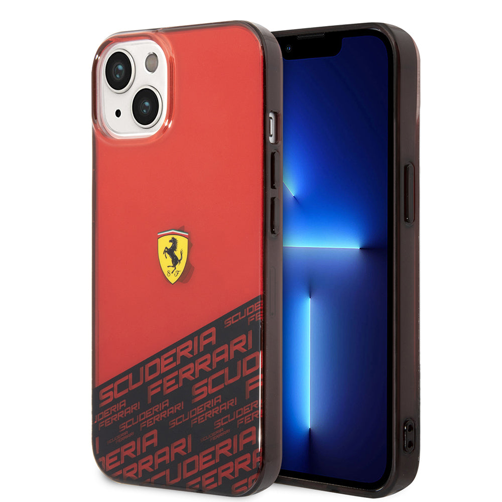 iPhone 14 Kılıf Ferrari Lisanlı Transparan Alt Kısım Baskılı Dizayn